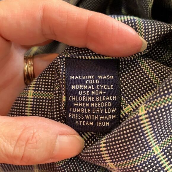 Daniel Cremieux navy blue & light green checked long sleeved button down shirt - Picture 8 of 8